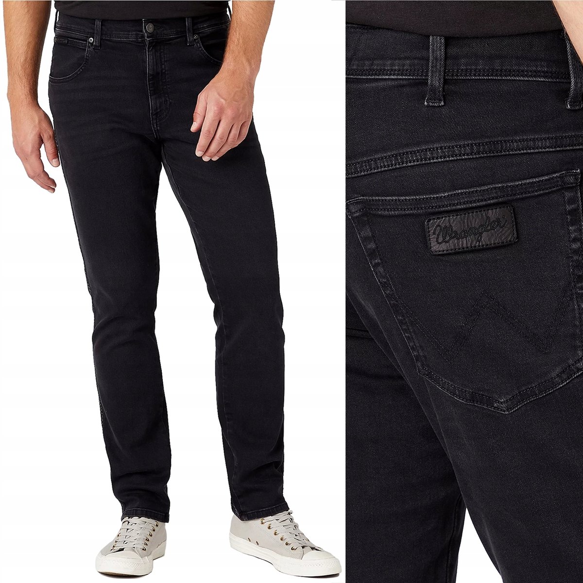 Wrangler TEXAS SLIM Black Crow SZARY DŻINS W38 L34