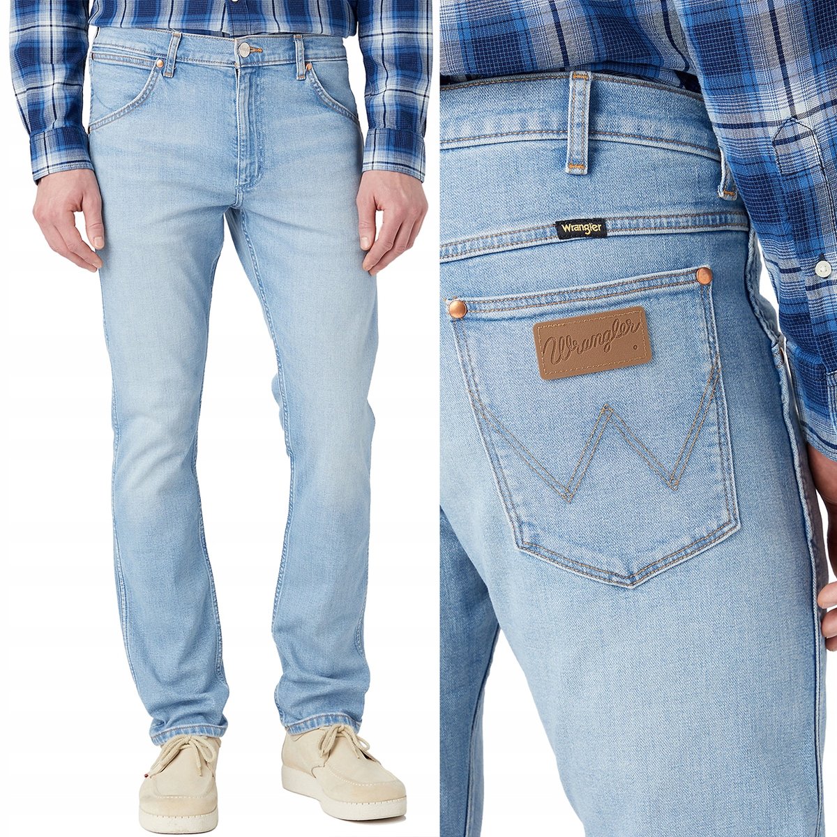 Wrangler 11MWZ SLIM Horizon DOPASOWANE PROSTE BLUE DżINS W33 L34