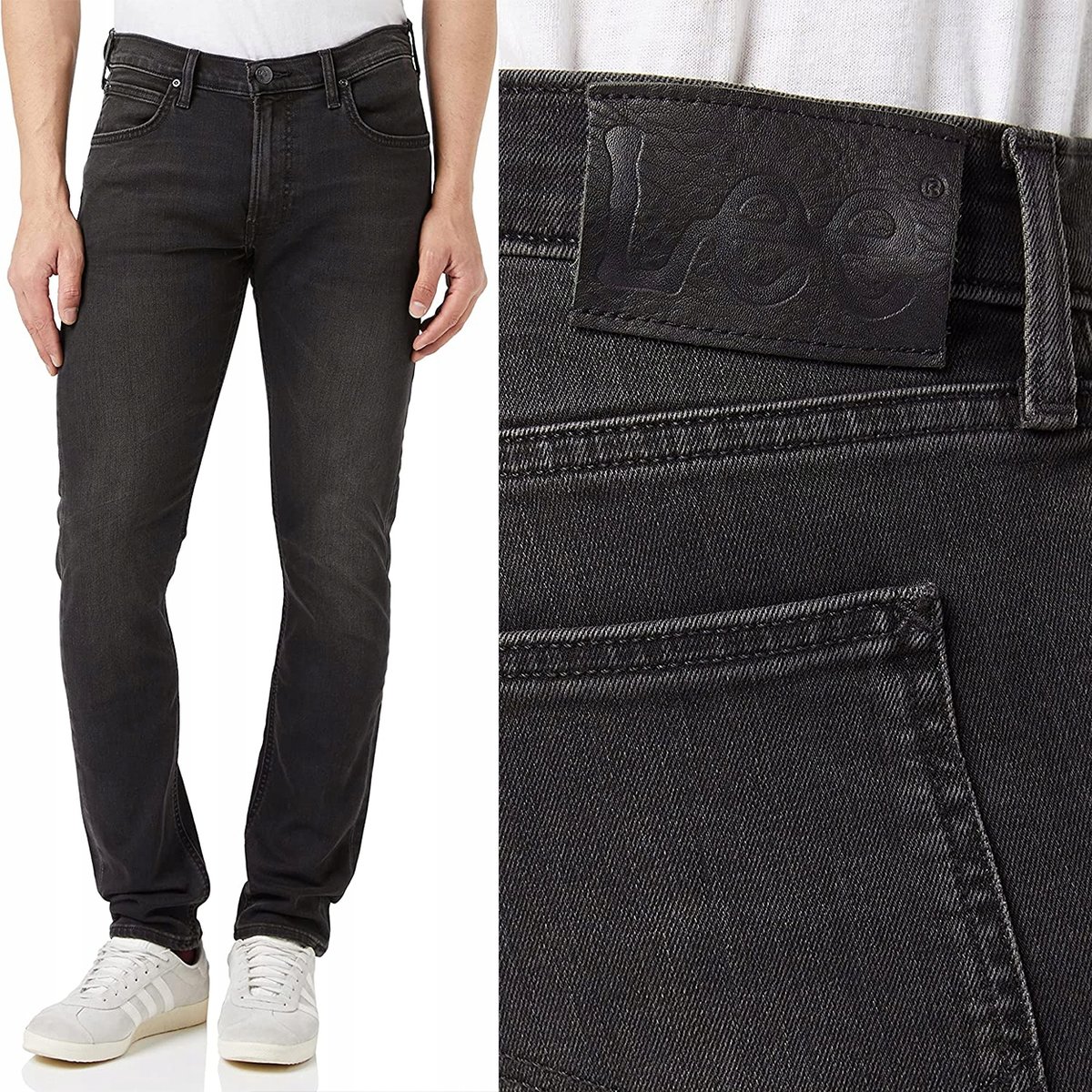 Lee LUKE SLIM TAPERED Moto Grey RURKI CIEMNOSZARY DżINS W30 L32