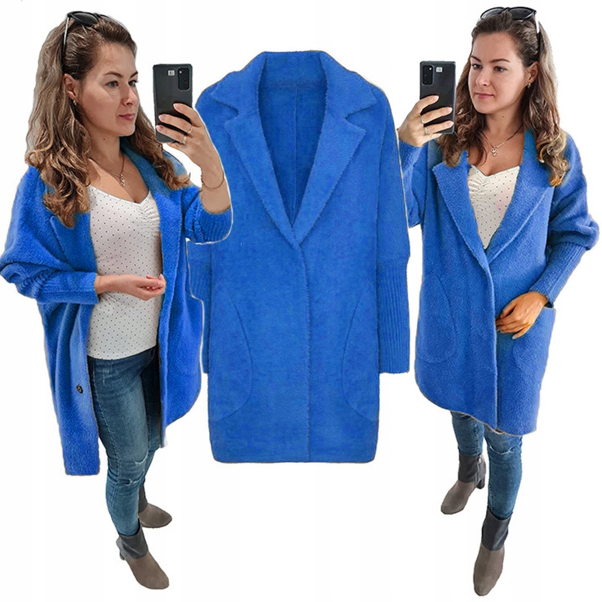 DUŻY ROZMIAR 44-54 PŁASZCZ ALPAKI oversize