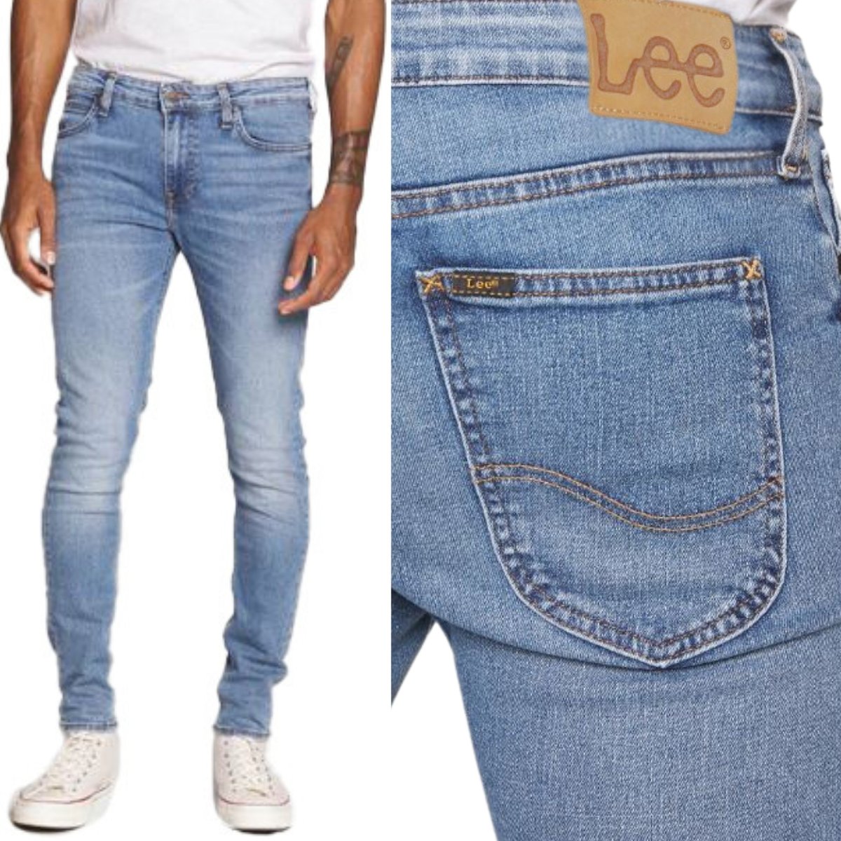 Lee MALONE SKINNY Amethyst RURKI NIEBIESKI ELASTYCZNY CIENKI DżINS W33 L32