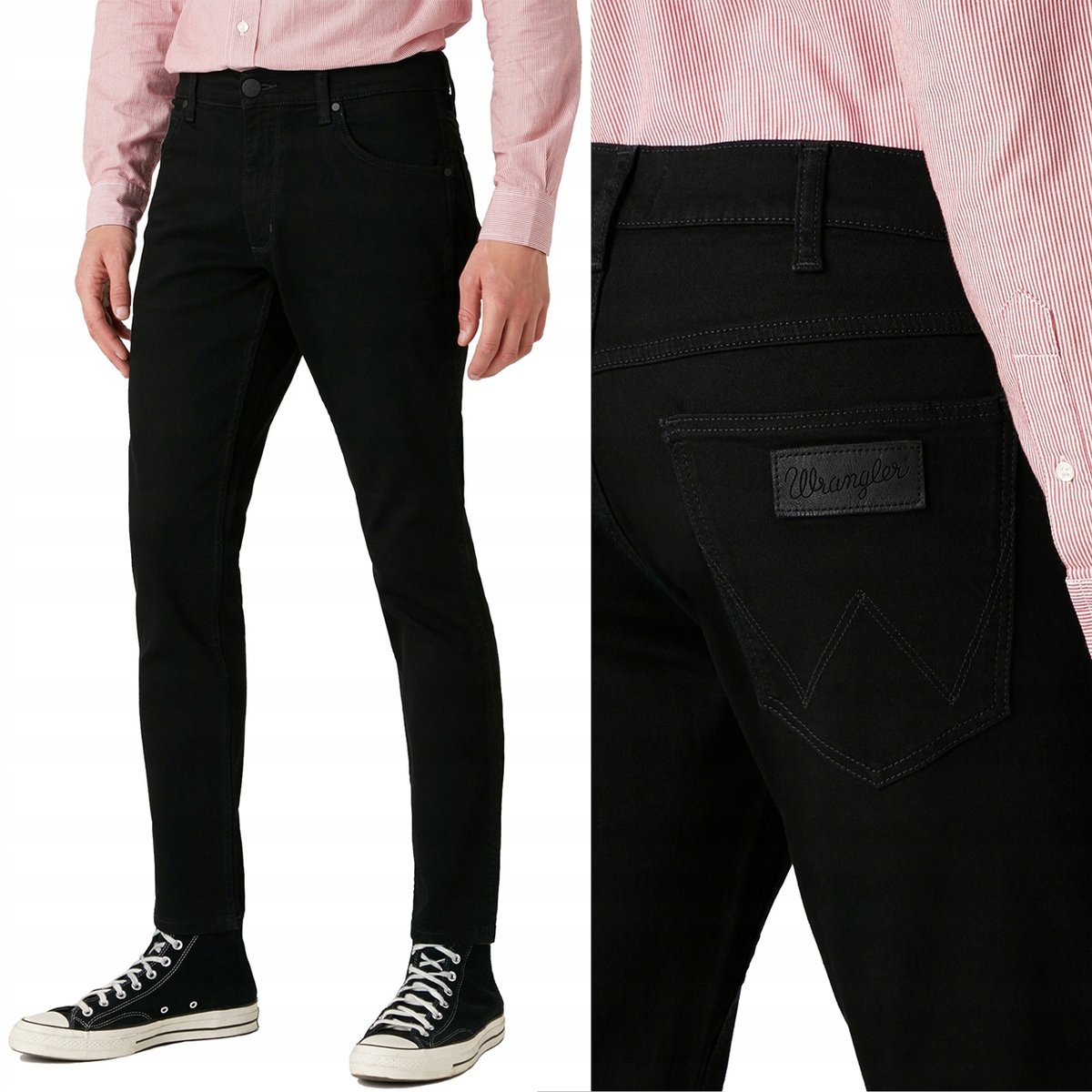 Wrangler GREENSBORO Black Valley PROSTE CZARNY DżINS W44 L36
