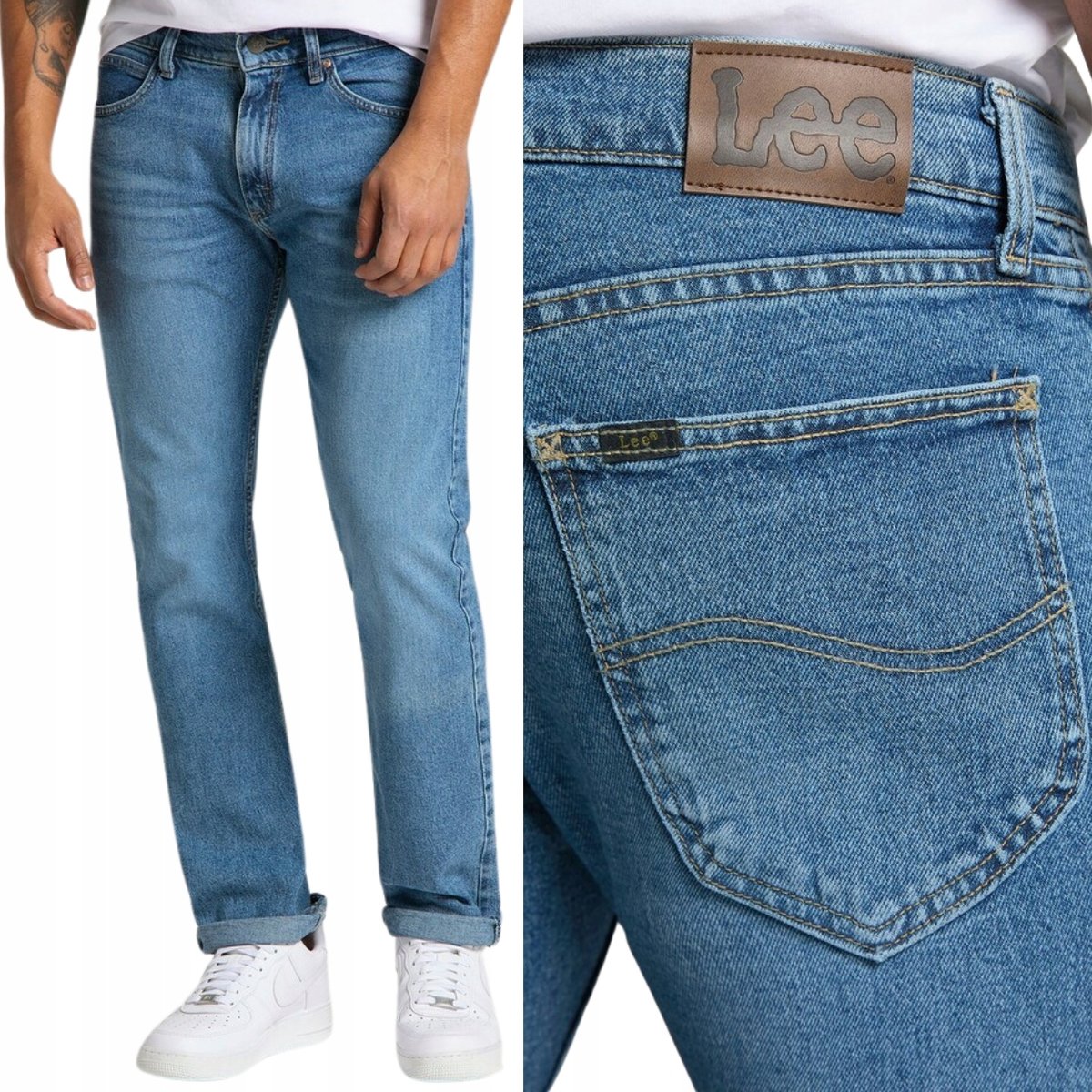 Lee LEGENDARY SLIM Glory DOPASOWANE PROSTE NOGAWKI BLUE DżINS W38 L30