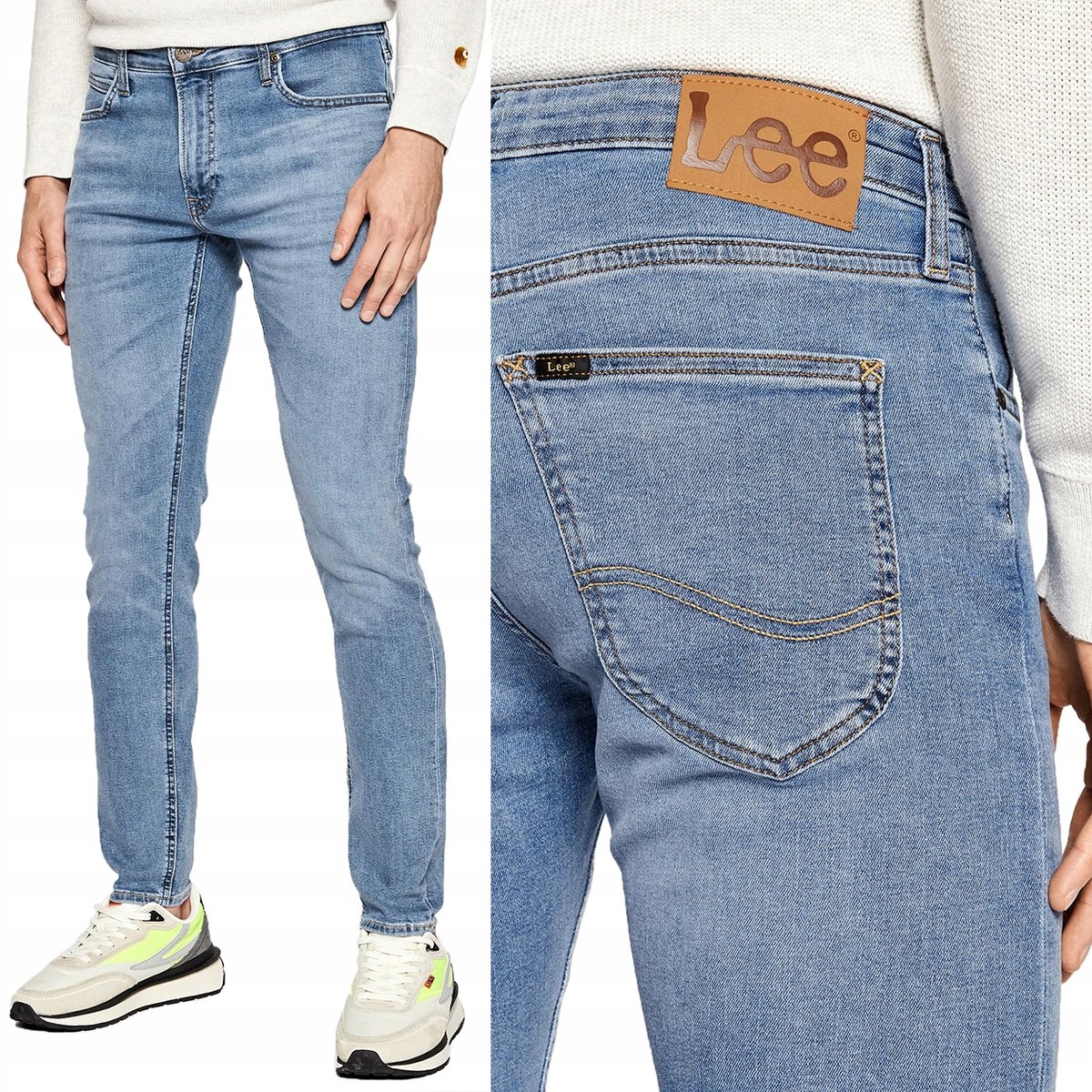 Lee MALONE SKINNY WORN KALI BŁĘKITNE RURKI W31 L32