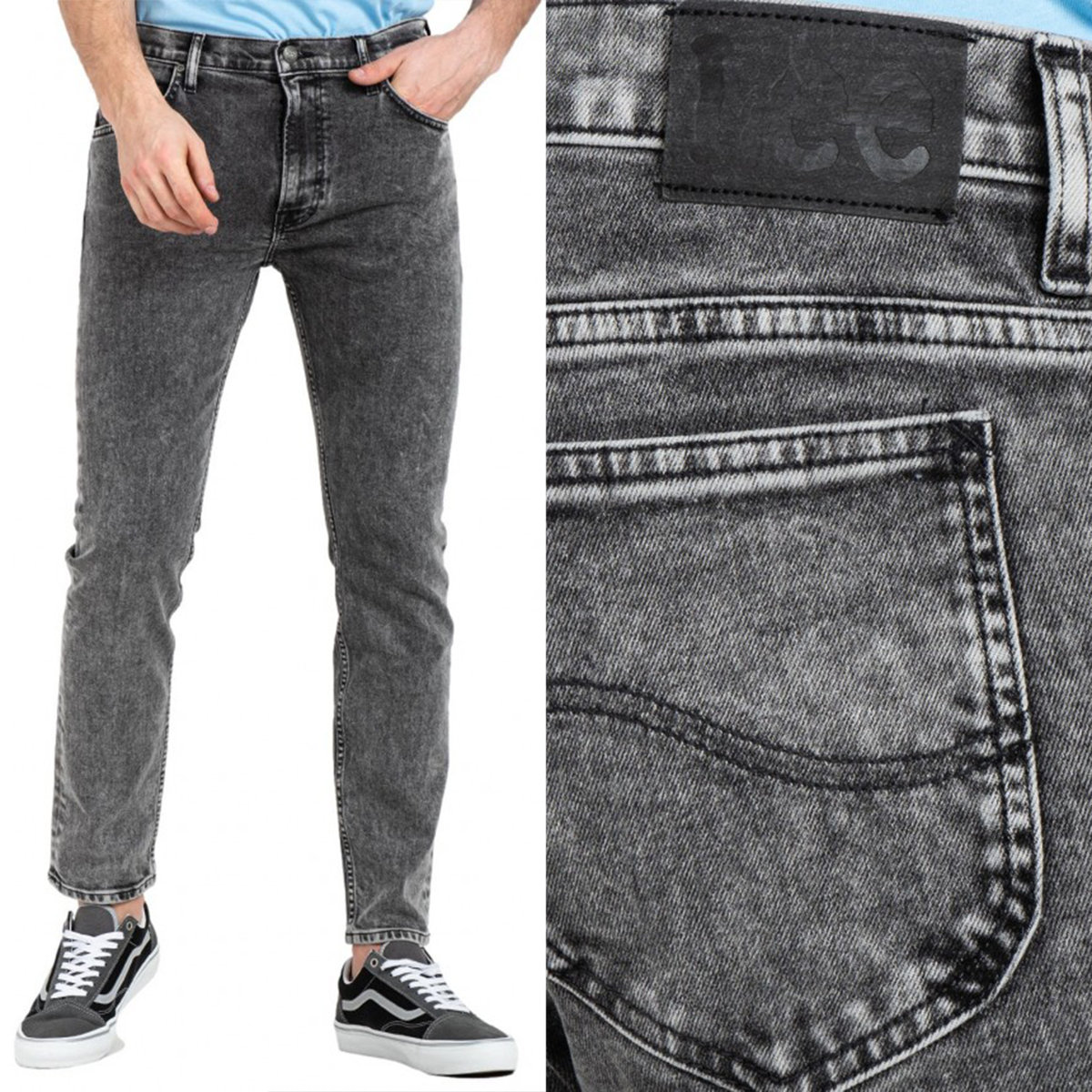 Lee RIDER SLIM Grey Storm DOPASOWANE ZWĘŻANE SZARY DżINS W33 L32