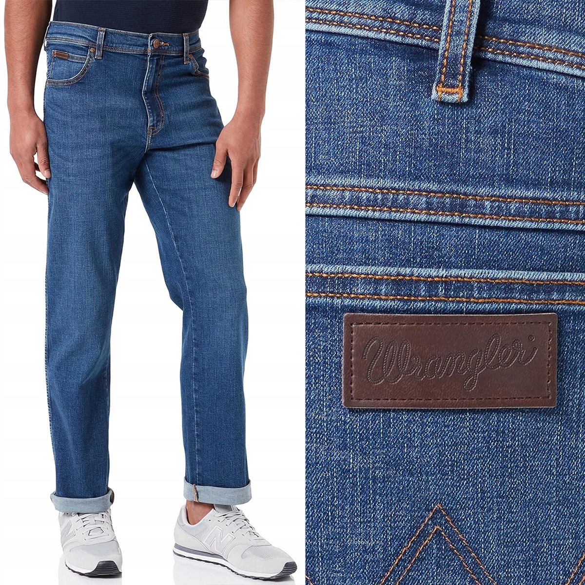 Wrangler TEXAS AUTHENTIC STRAIGHT Blue Nights CIEMNY DżINS W36 L34