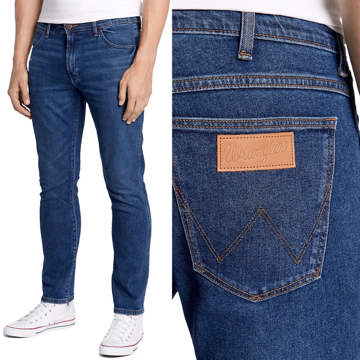 Wrangler LARSTON SLIM TAPERED Country Boy ZWĘŻANE CIEMNY DżINS W34 L36