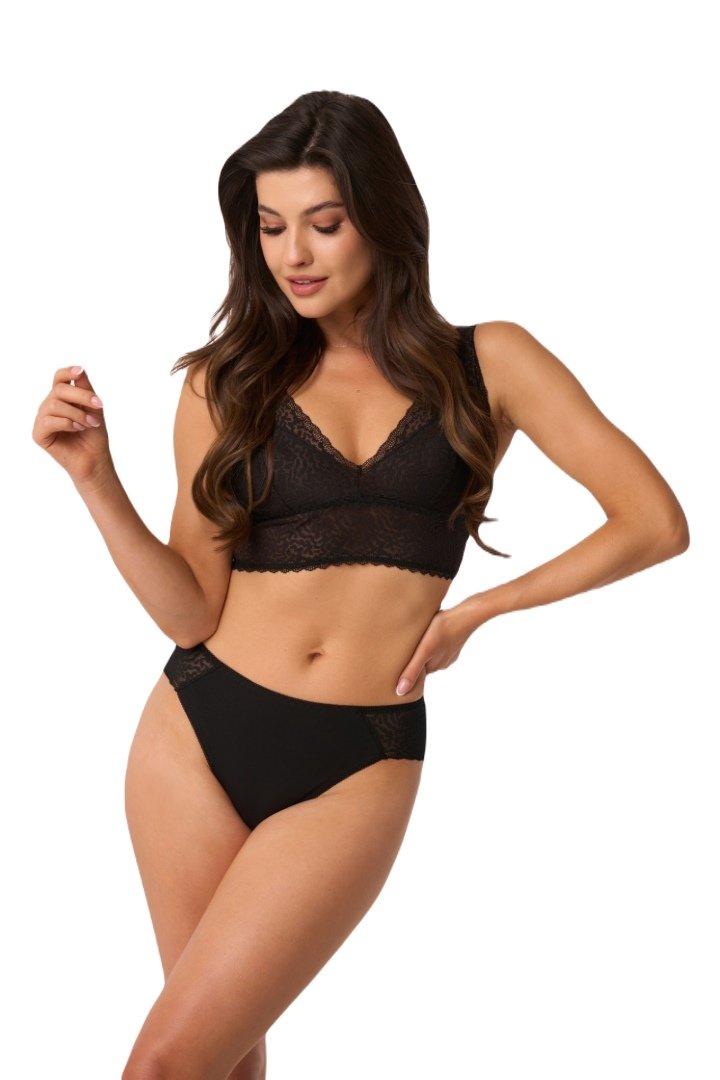 Majtki damskie typu cheeky z koronką kod 201 czarne  XL