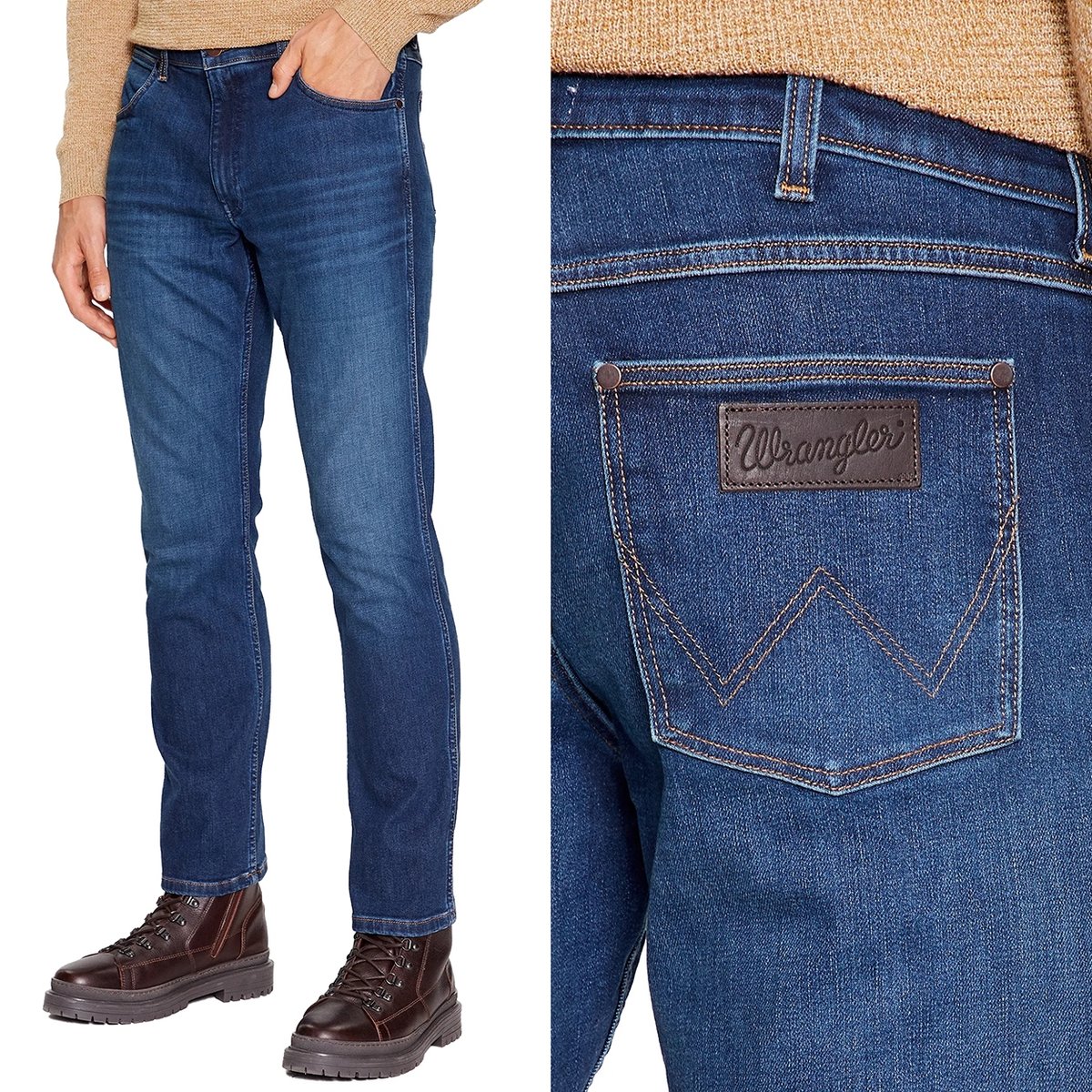 Wrangler GREENSBORO Green Fuzz BRUSHED 365 WARM CIEMNY DżINS W44 L34