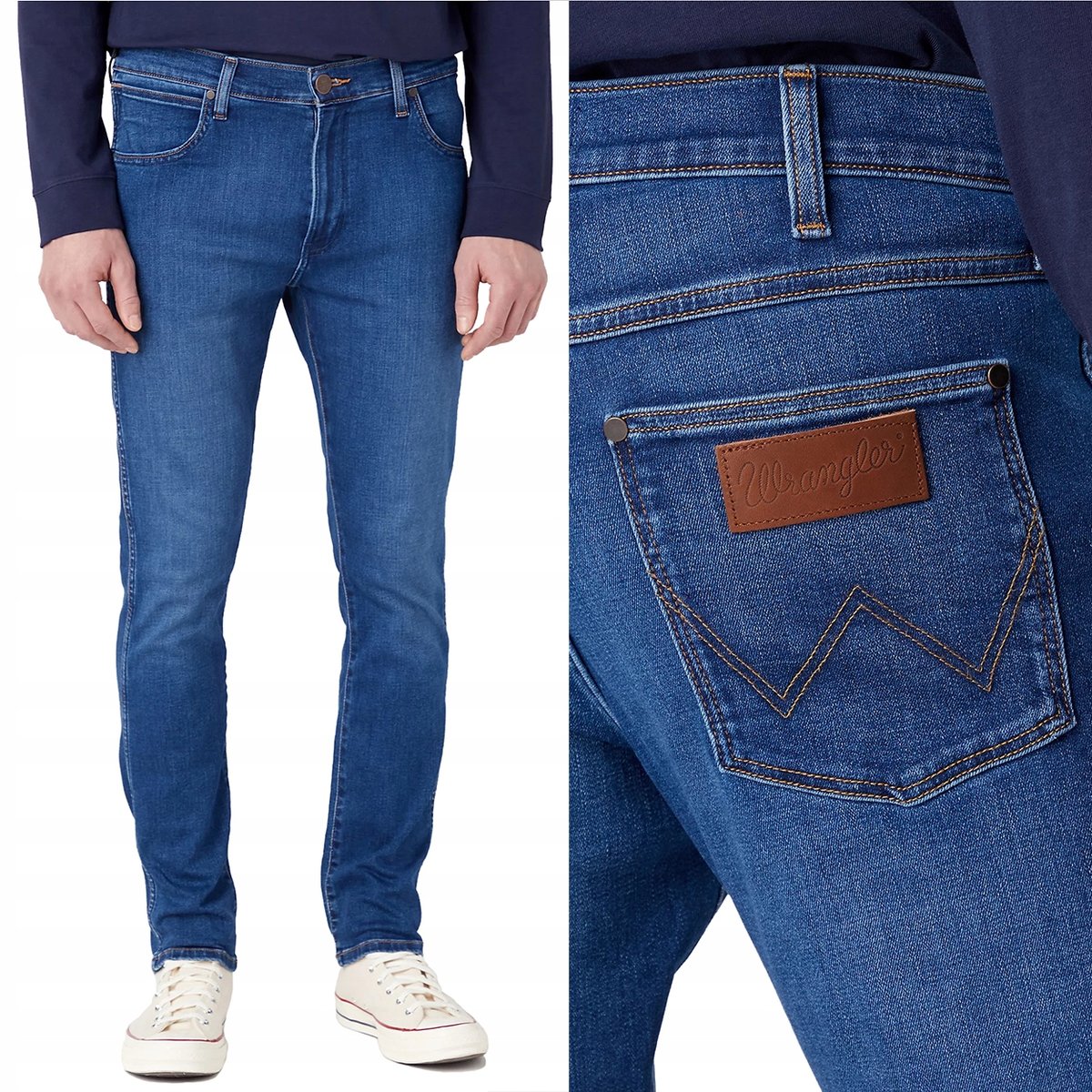 Wrangler LARSTON SLIM Orion EPIC SOFT ELASTYCZNE CIEMNY DżINS W38 L34