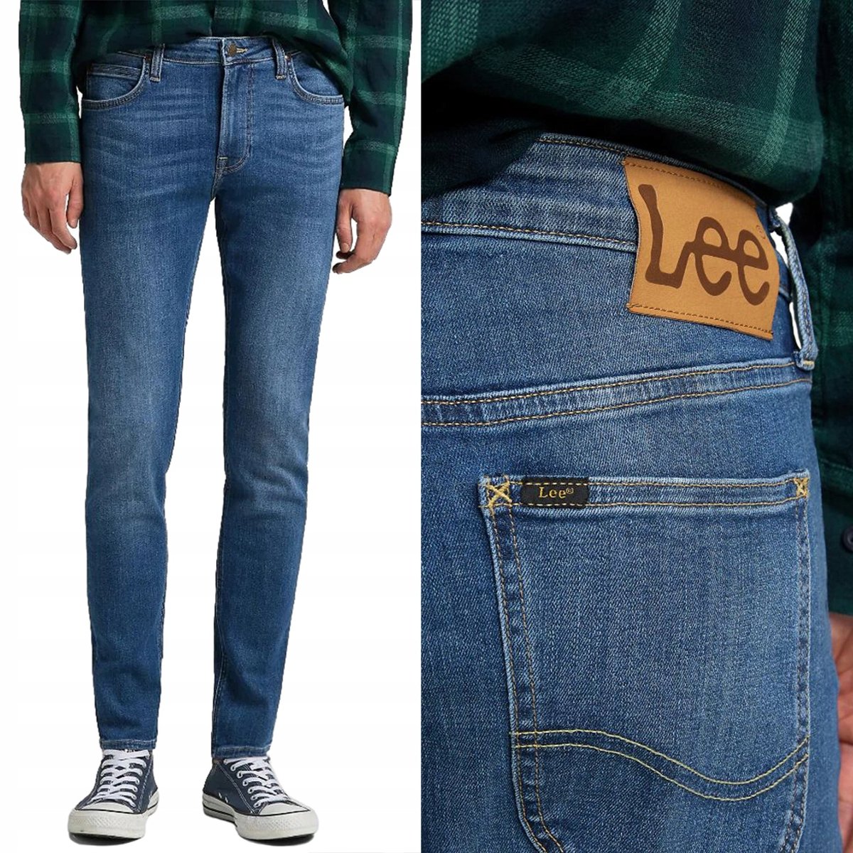 Lee MALONE SKINNY Used RURKI MIĘKKIE ELASTYCZNY BLUE DżINS W33 L34