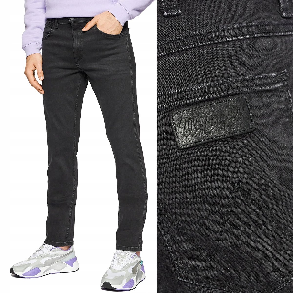 Wrangler GREENSBORO Black Crow SZARY DŻINS W34 L32