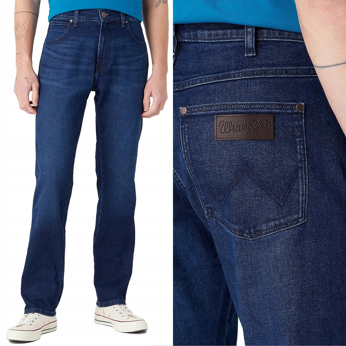 Wrangler FRONTIER RELAXED Launch Pad CIEMNY DżINS LUŹNY KRÓJ W34 L32