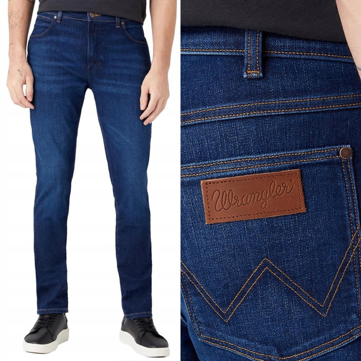 Wrangler LARSTON SLIM TAPERED Brushed Stone 365 WARM CIEMNY DżINS W38 L32
