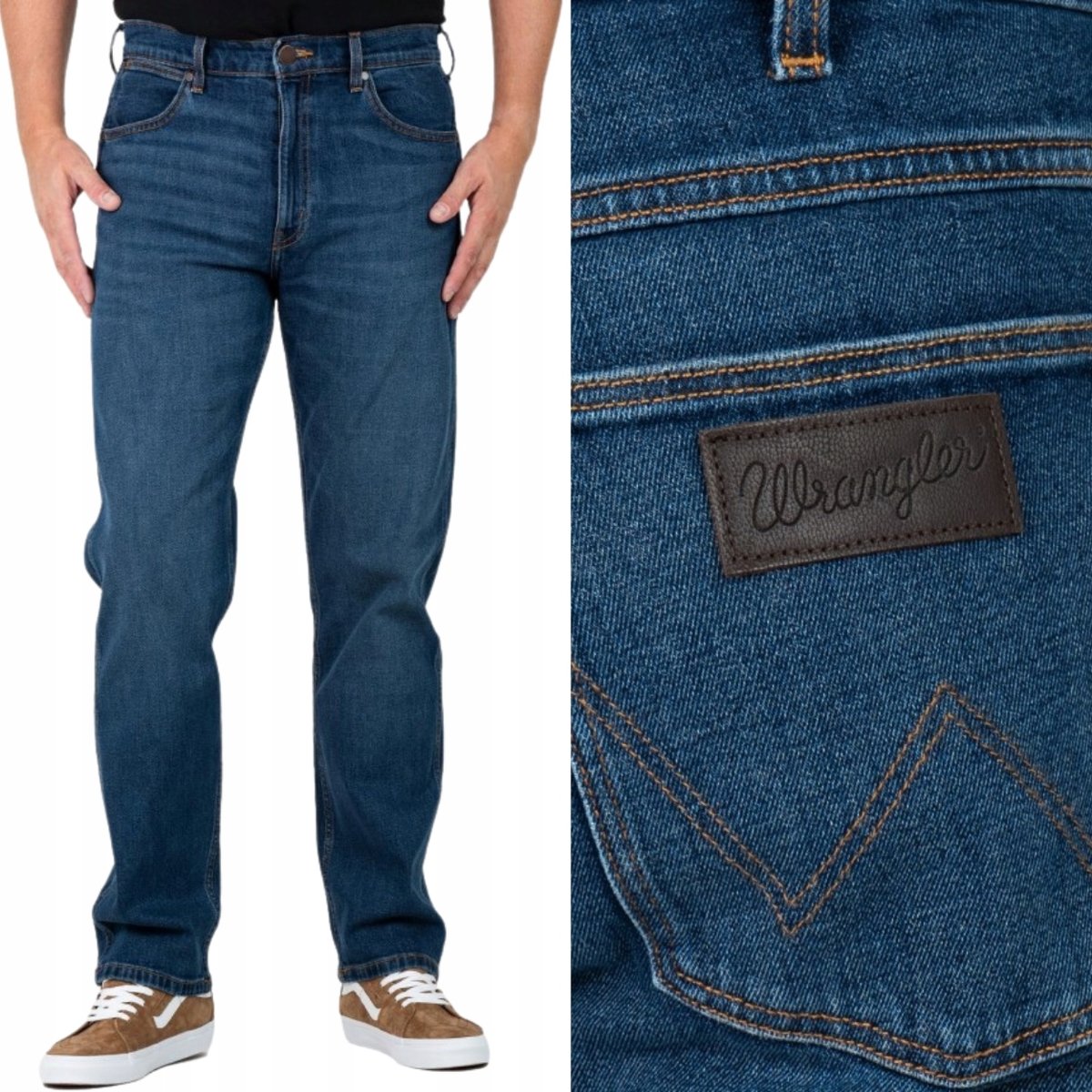 Wrangler FRONTIER RELAXED Louie Louie LUŹNE PROSTE CIEMNY DżINS W30 L32