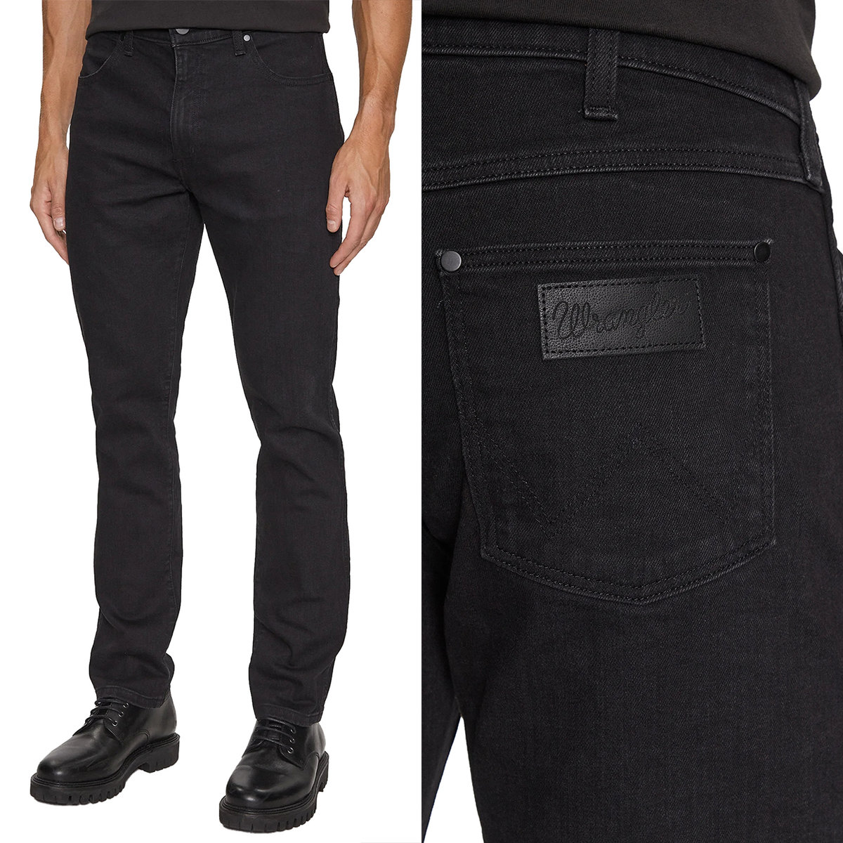 Wrangler LARSTON SLIM TAPERED Atmosphere ZWĘŻANE CZARNY DżINS W33 L36