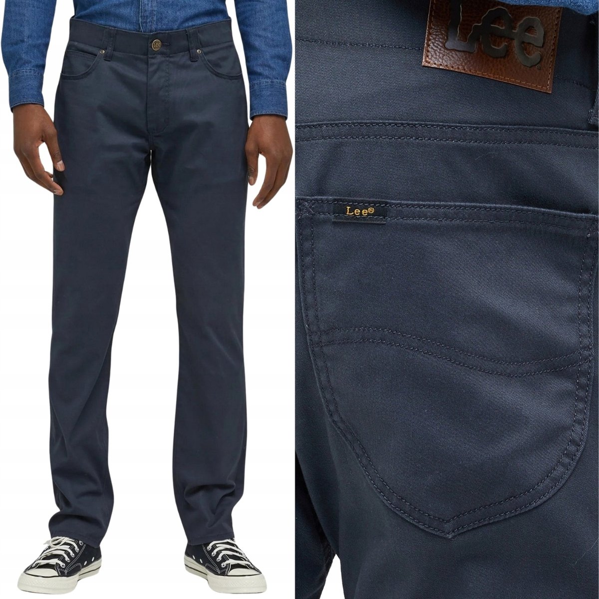 Lee STRAIGHT FIT Extreme Motion WYGODNE PROSTE GRANATOWE SPODNIE W31 L30