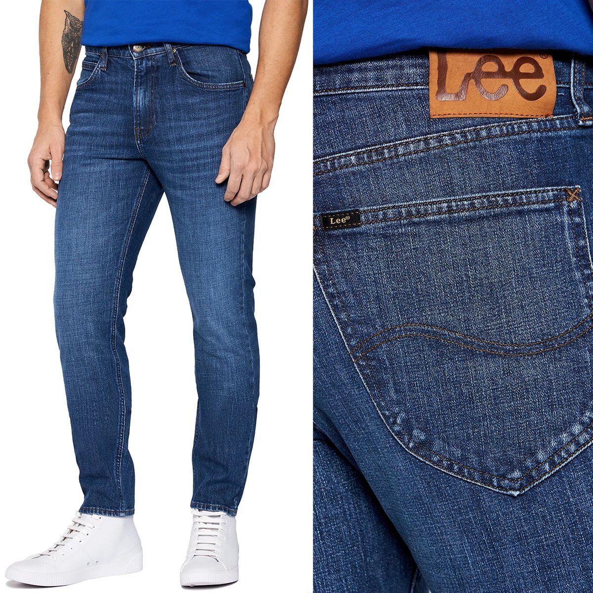 Lee AUSTIN REGULAR TAPERED Mid Blue Grass KLASYCZNE ZWĘŻANE DżINS W30 L34