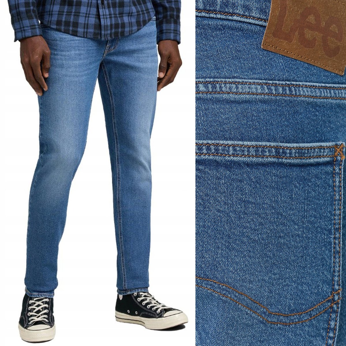 Lee LUKE SLIM TAPERED Mid Worn In RURKI BLUE DżINS W31 L30