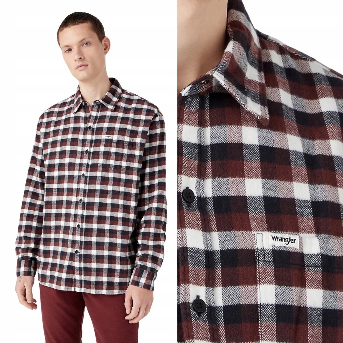 Wrangler 1 POCKET SHIRT Dahlia KOSZULA W KRATĘ REGULAR FIT M