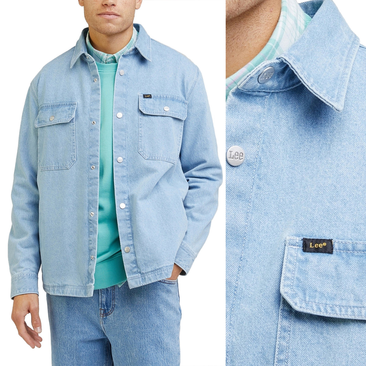 Lee WORKWEAR OVERSHIRT Indigo KOSZULA KURTKA JASNY DżINS REGULAR FIT L