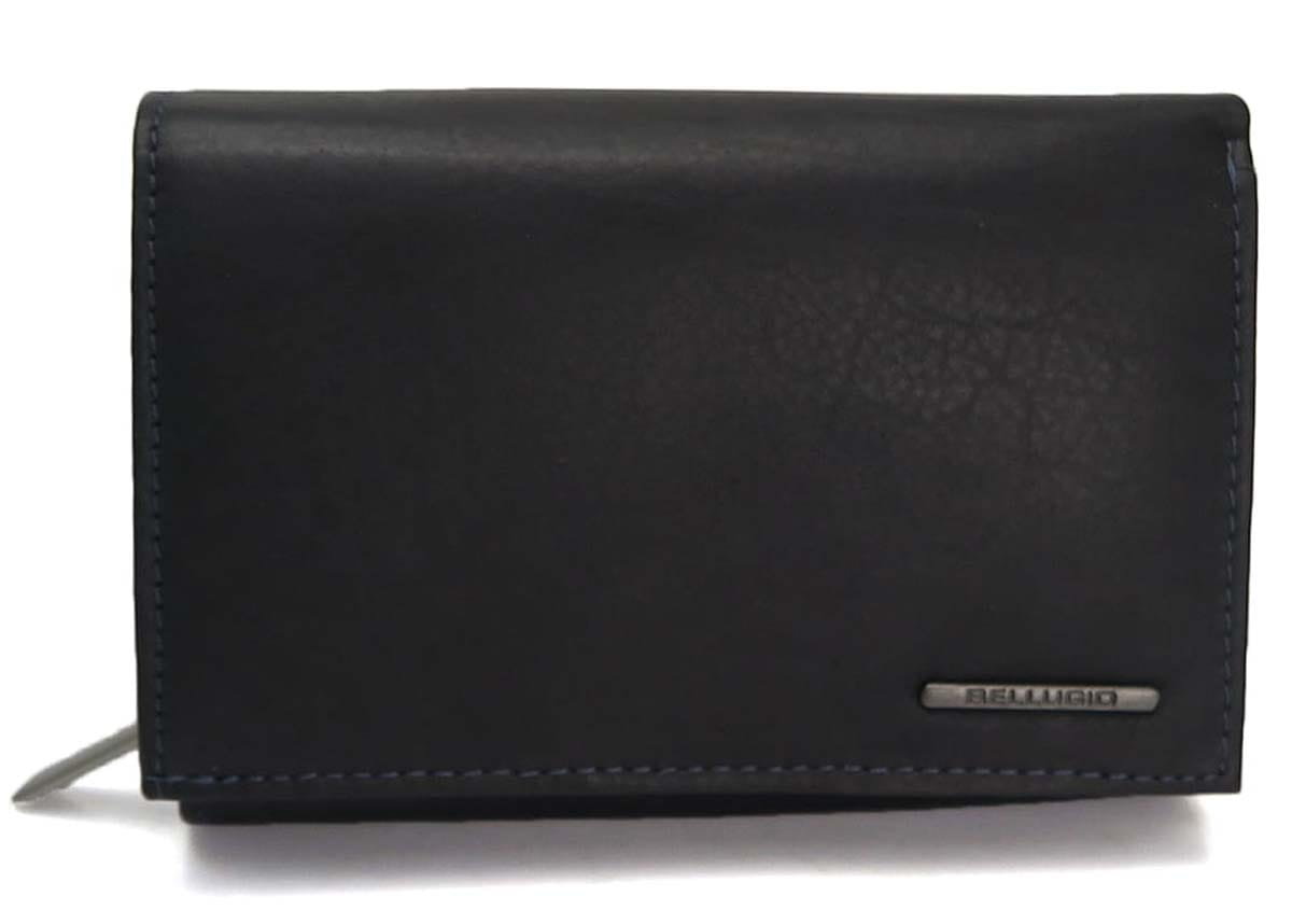 Portfel damski skóra MATTE  - granatowo-czarny