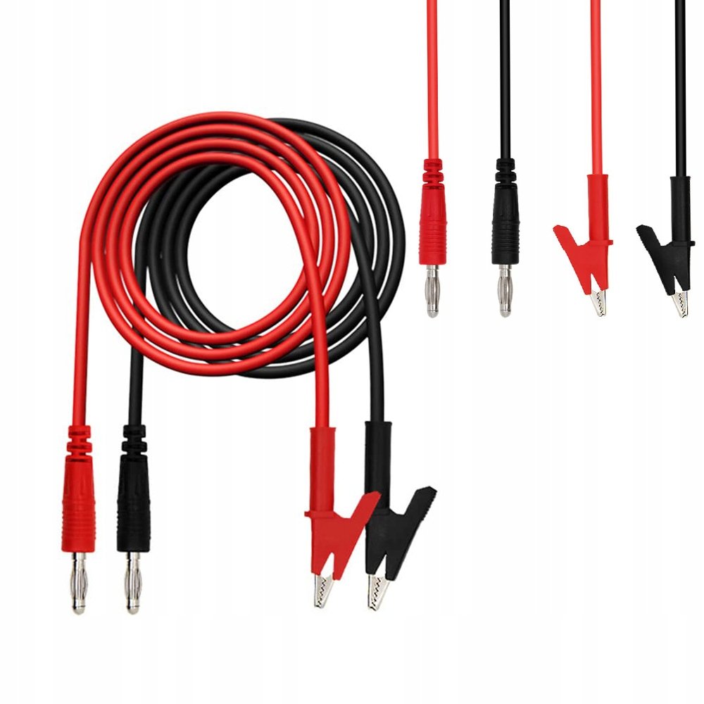 KOMPLET KABEL POMIAROWY KABLE PRZEWÓD KROKODYLKI KROKODYLEK 100CM 1000V 15A