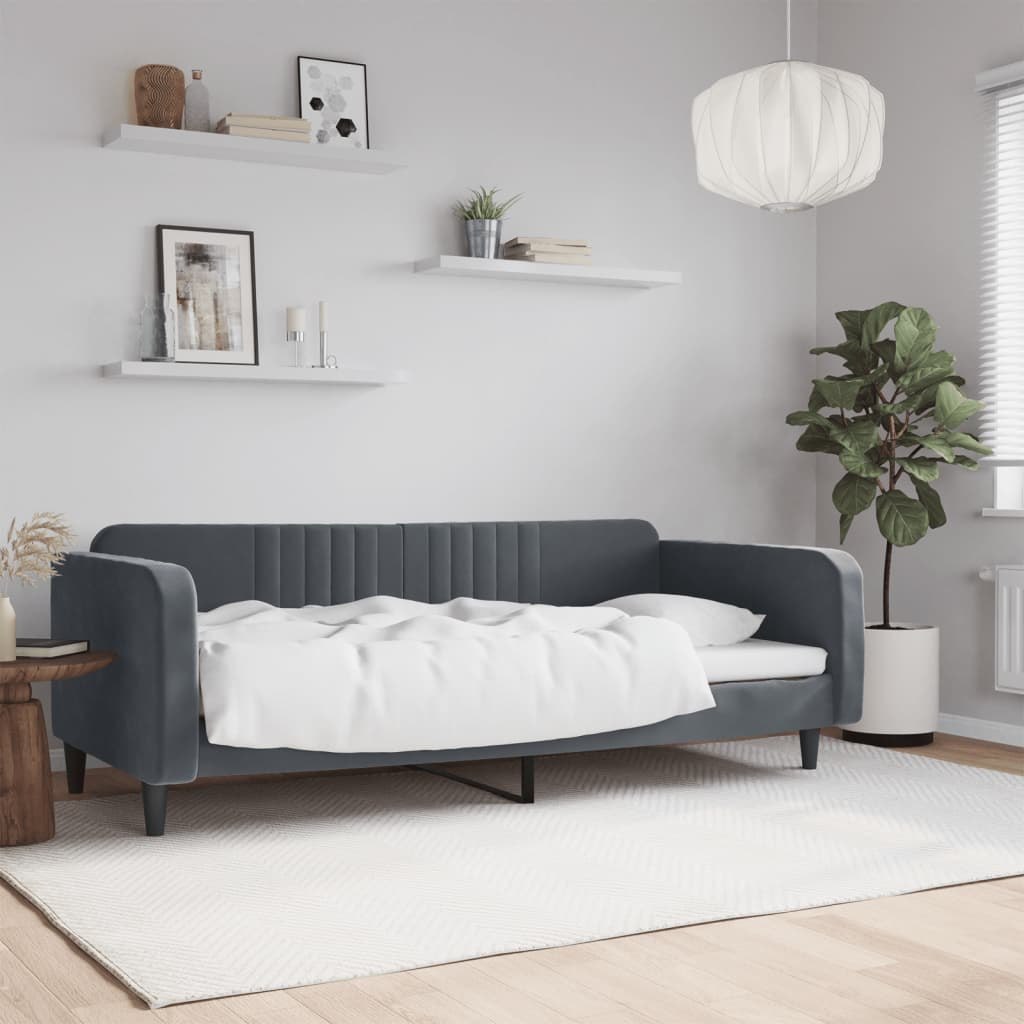 Sofa z funkcją spania, ciemnoszara, 90x200 cm, aksamit Lumarko!