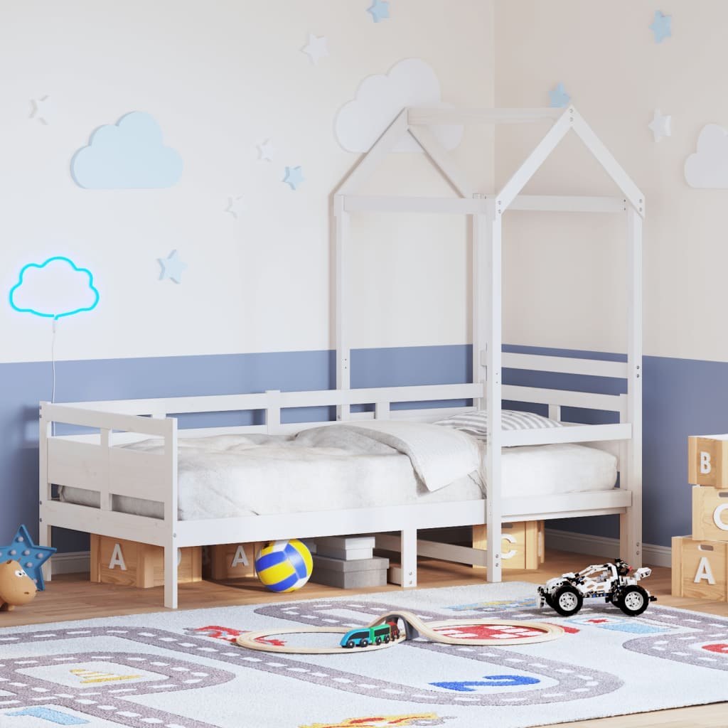 Łóżko dzienne z daszkiem, białe, 80x200 cm, lite drewno sosnowe Lumarko!