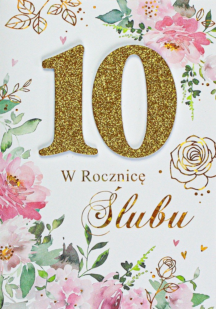 Kartka na 10 rocznicę ślubu Cynową M869