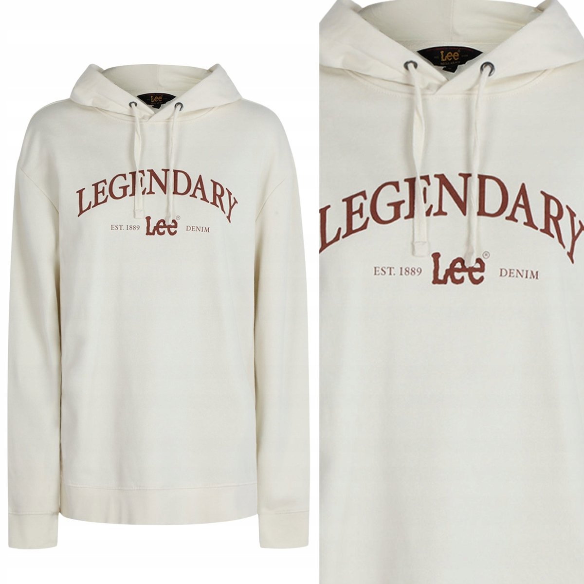 Opinie o LEGENDARY HOODIE Ecru KREMOWA BLUZA Z KAPTUREM NADRUK LOGO REGULAR XL