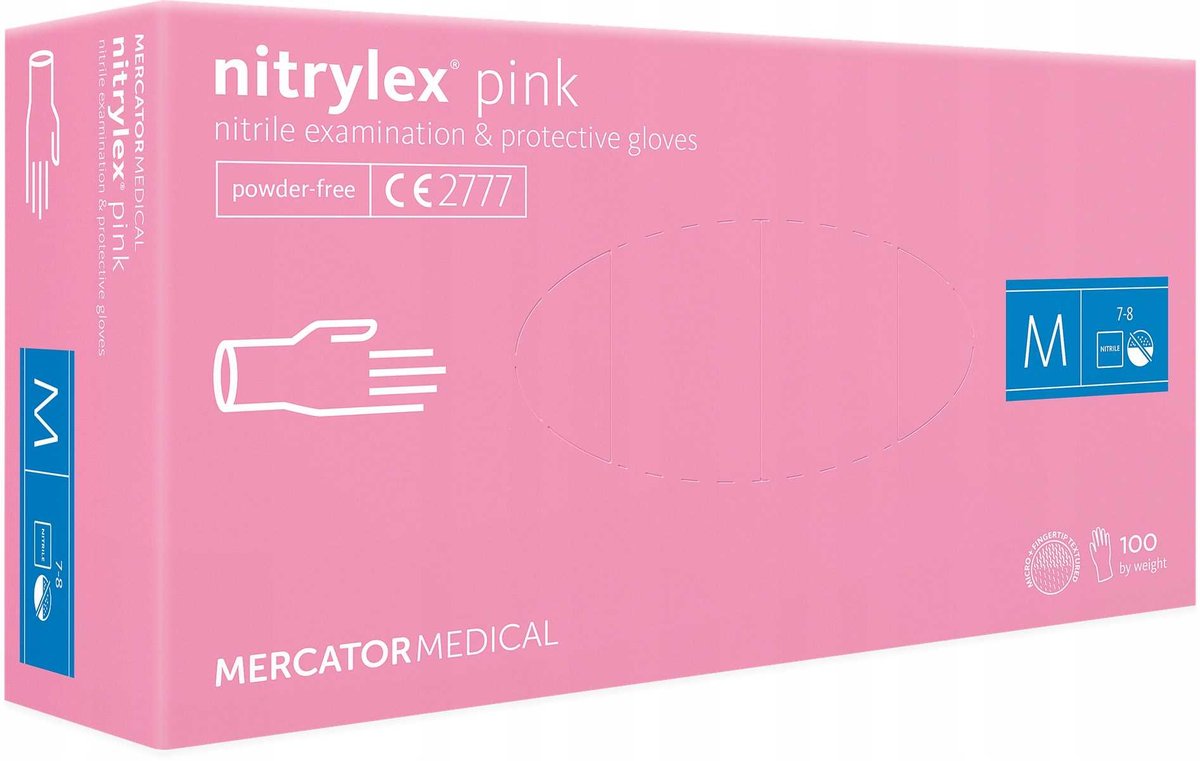 Rękawice Nitrylowe 100 szt. 8-M Nitrylex Pink