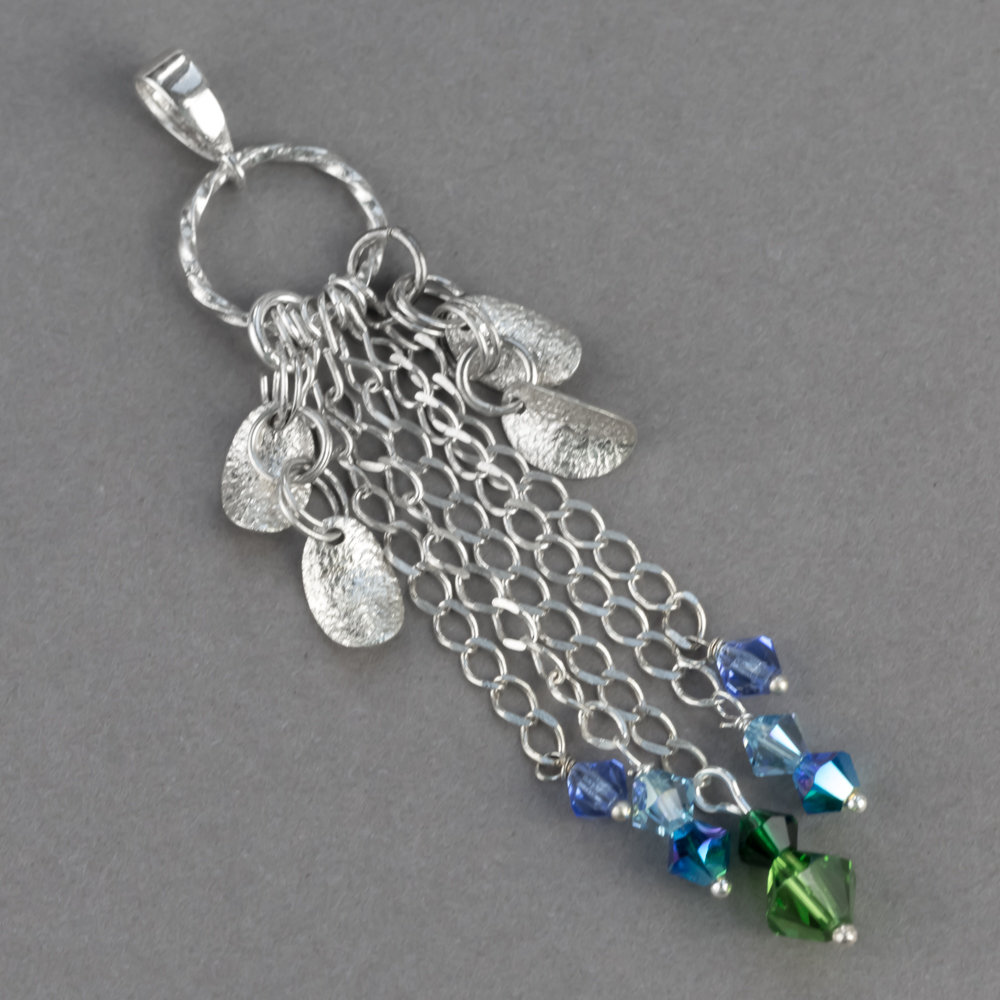 Wisiorek srebro 925, łańcuszki, kryształki Swarovski / JG. Projekt