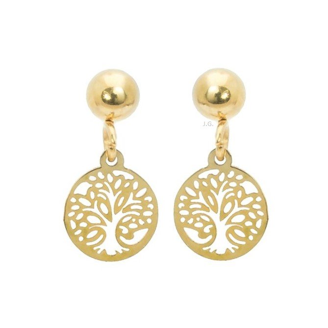 Kolczyki drzewo życia stal chirurgiczna pozłacana / JG. Projekt