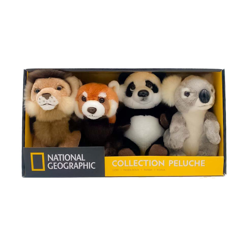 zestaw czterech maskotek national geographic 18cm panda koala lew red