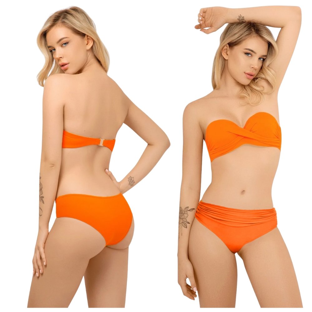 STRÓJ KĄPIELOWY DWUCZĘŚCIOWY BEZ RAMIĄCZEK SAPPHIRE BIKINI KOSTIUM KOMPLET S