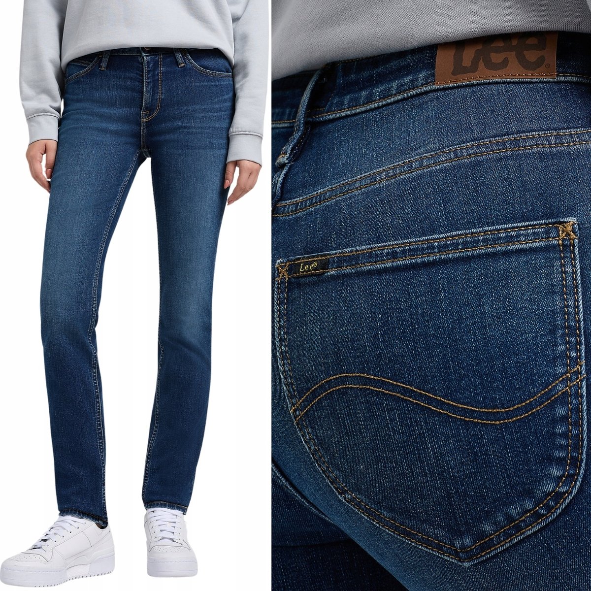 Lee ELLY SLIM STRAIGHT Dimensional Blues PROSTE CIEMNY DżINS W28 L33