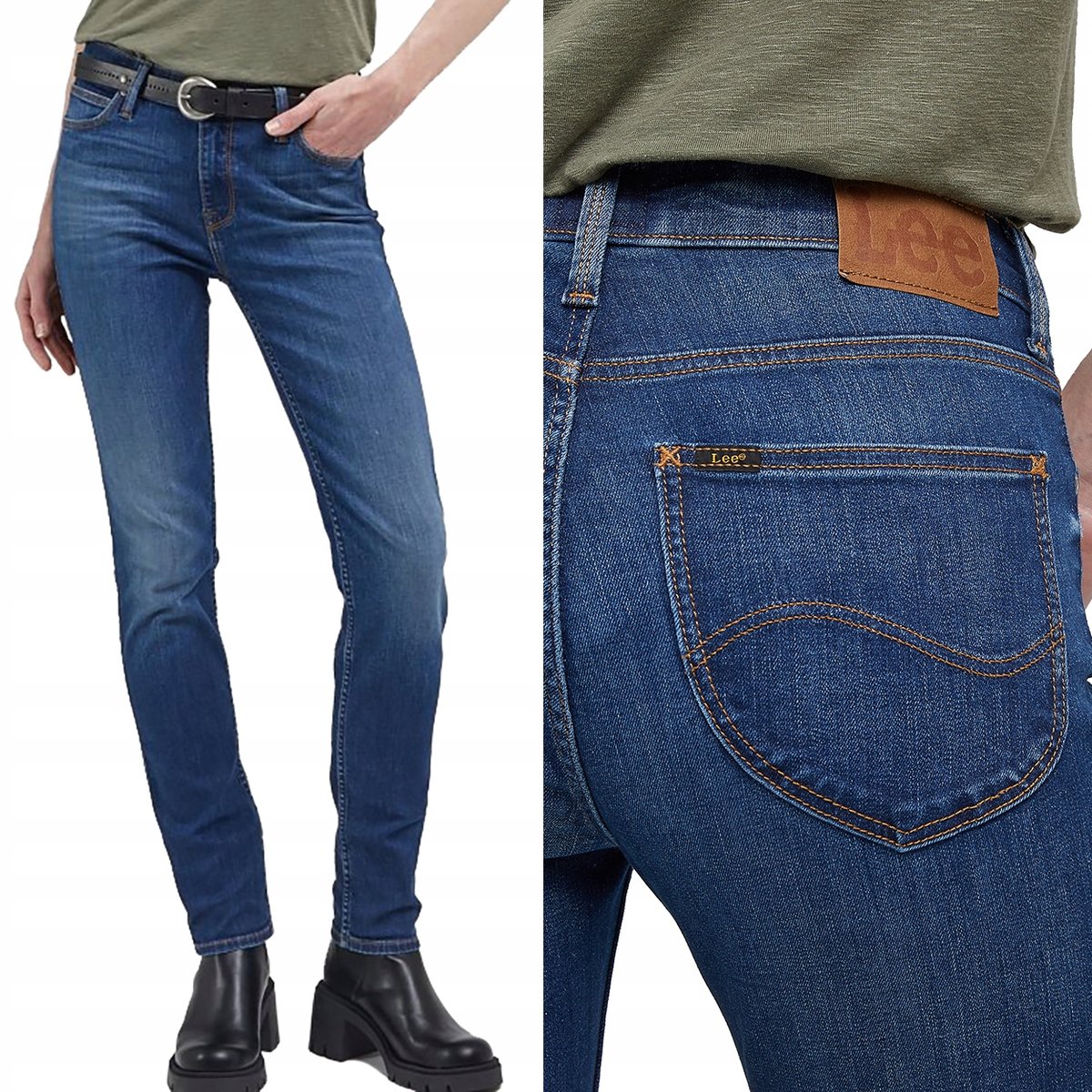 Lee ELLY SLIM Night Sky DOPASOWANE PROSTE CIEMNY DżINS W29 L33