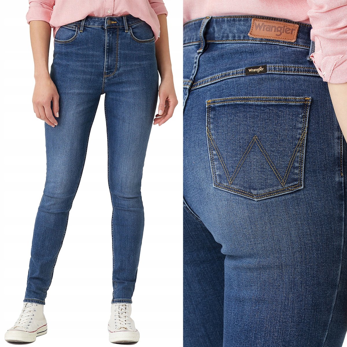 Wrangler SKINNY Marina RURKI Z WYŻSZYM STANEM BLUE DżINS W26 L32