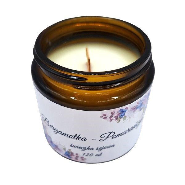 Świeczka Sojowa Bergamotka Pomarańcza 120 ml Ręcznie Robiona