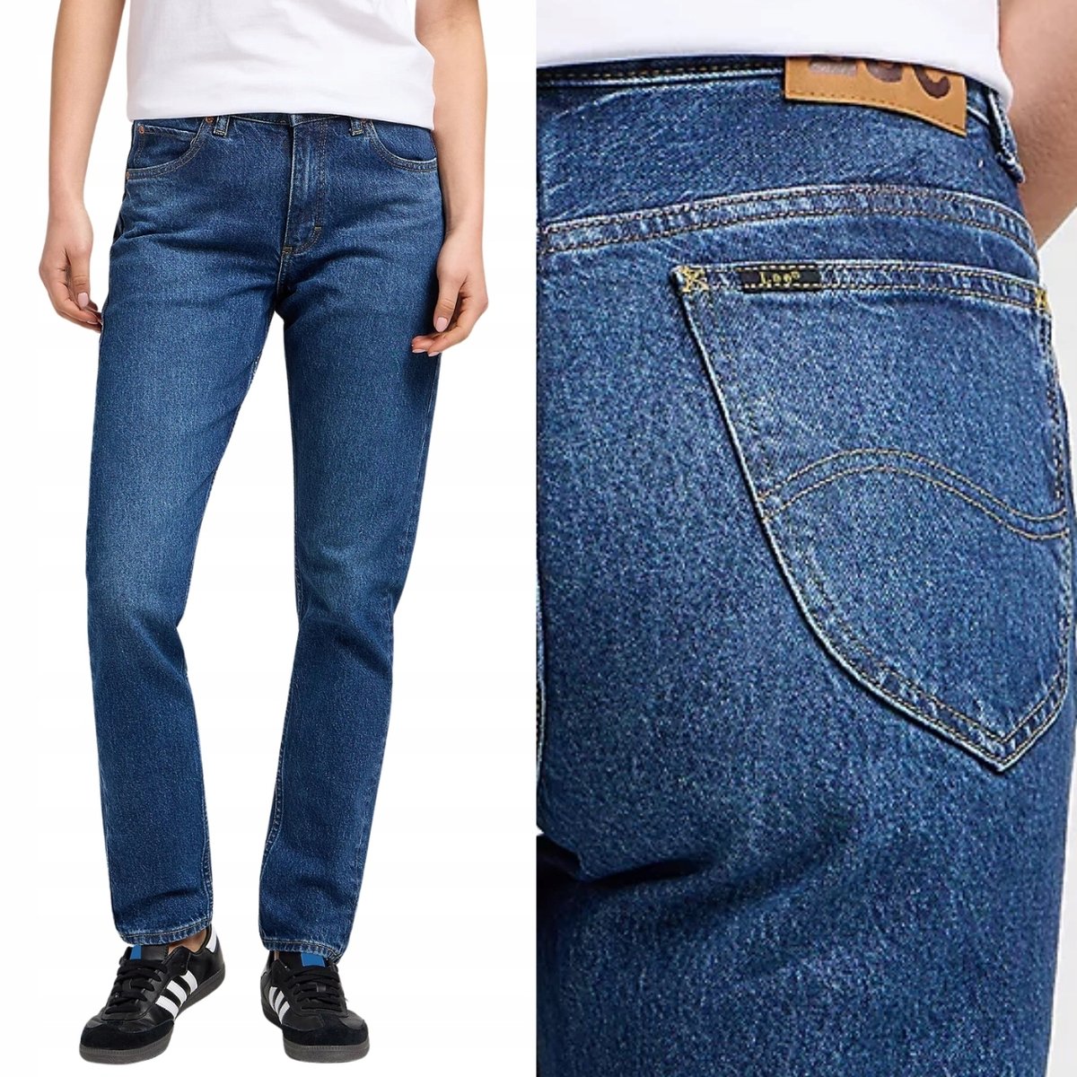 Lee RIDER JEANS SLIM STRAIGHT IndigoRevival PROSTE CIEMNY DżINS 7/8 W28 L33