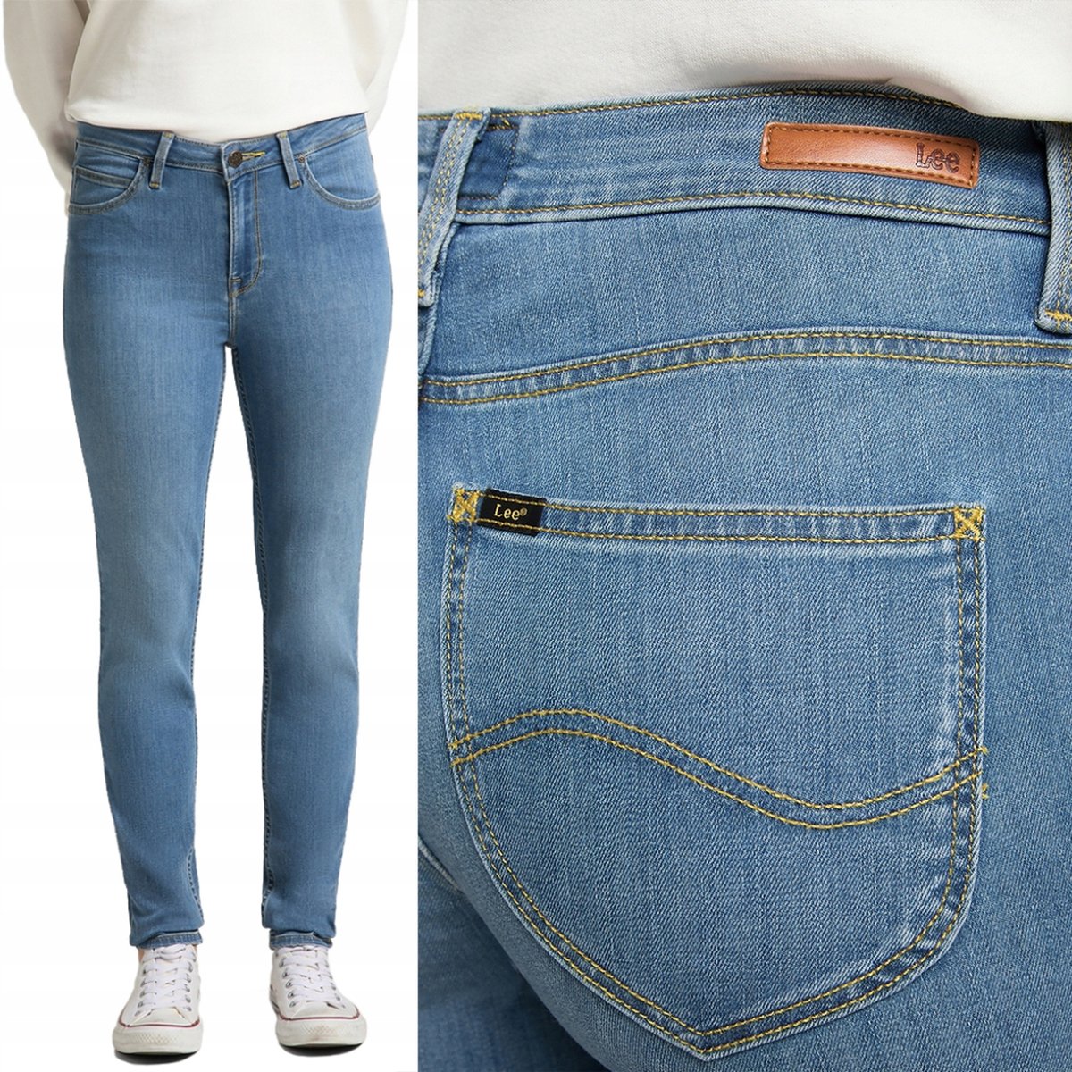 Lee SCARLETT HIGH Mid Blue RURKI WYSOKI STAN BLUE DżINS W27 L31