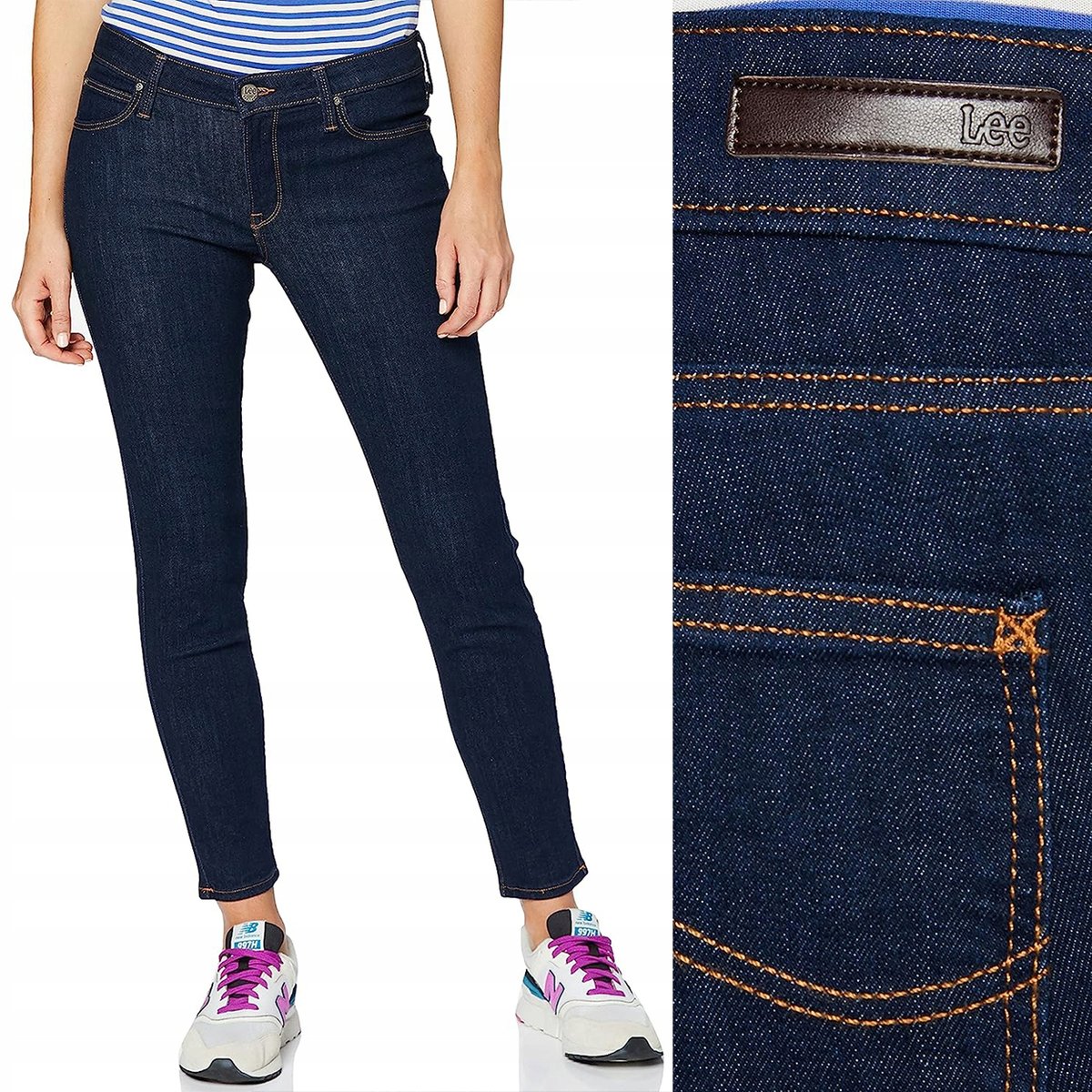 Lee SCARLETT SKINNY Solid Blue RURKI GRANATOWY DżINS W27 L33