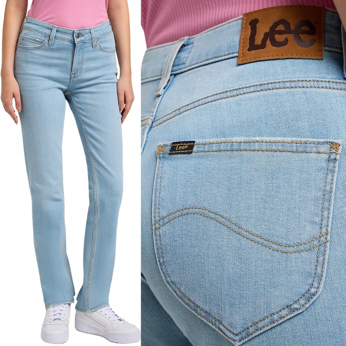 Lee MARION STRAIGHT Light Touch PROSTE CIENKI ELASTYCZNY BLUE DżINS W28 L33