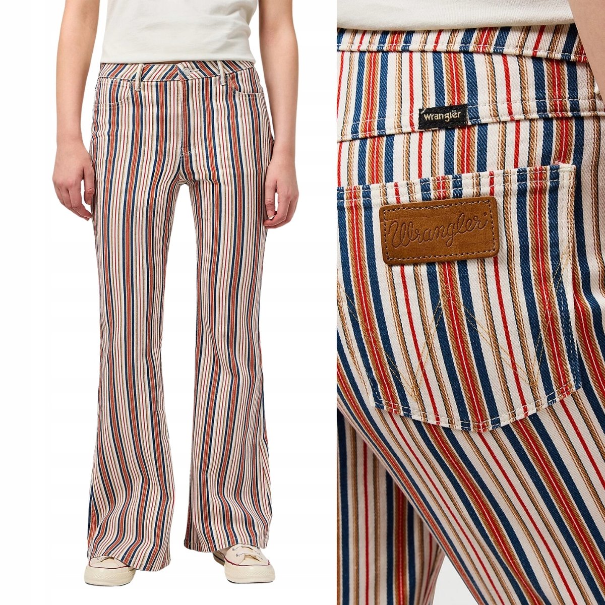 Lee FIERCE FLARE Americana Stripe DZWONY W PASKI WYSOKI STAN W28 L32