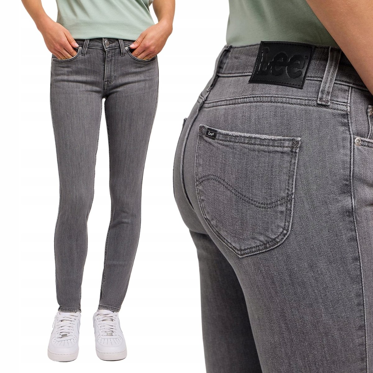 Lee SCARLETT SKINNY Ash Stone RURKI SZARY DżINS W26 L29