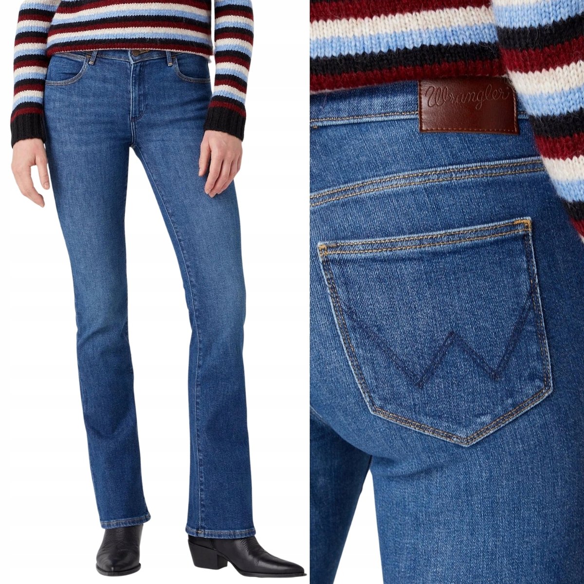 Wrangler BOOTCUT Rita Body Bespoke ROZSZERZANE CIEMNY DżINS W26 L32