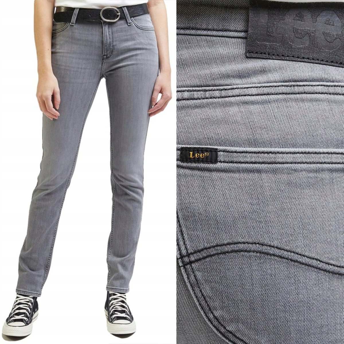 Lee ELLY SLIM Grey Veil PROSTE DOPASOWANE SZARY DżINS W27 L33