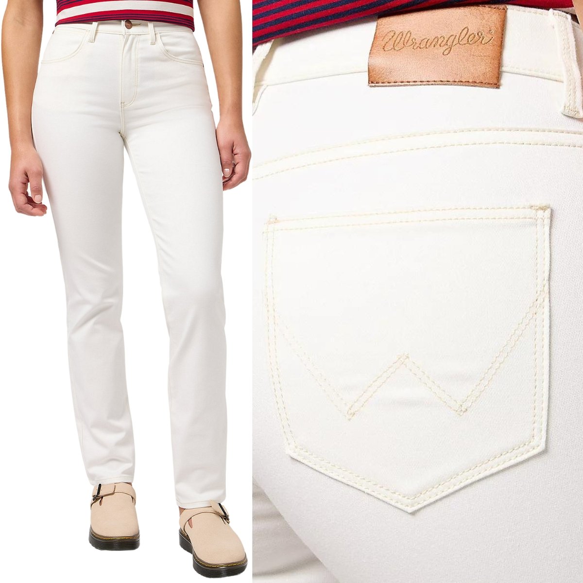 Wrangler STRAIGHT White PROSTE WYŻSZY STAN BIAŁY DżINS W28 L32