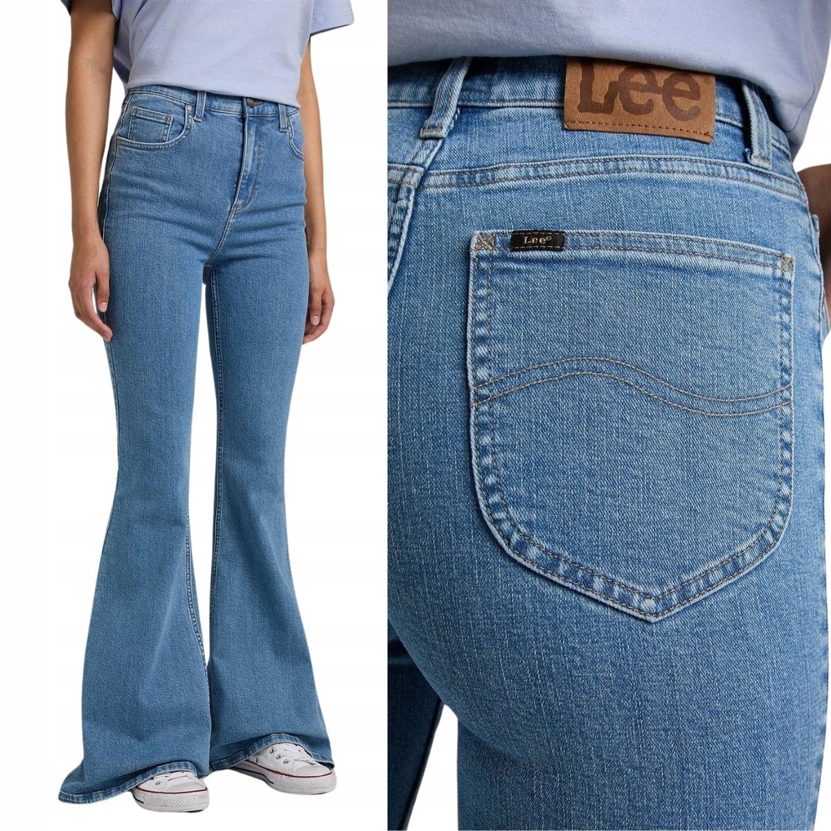 Lee SKINNY FLARE Sunday Light DZWONY WYŻSZY STAN BLUE DżINS W28 L33